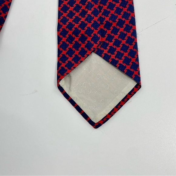 Vintage Christian Dior Navy Blue and Red Knit Power Old Money Quiet Luxury Tie - Picture 5 of 12